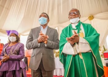 Archbishop Mpundu with Hichilema.