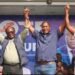 PeP president Chanda Katotobwe (left) and independent Roma parliamentary candidate Sean Tembo (second from right) endorse National Reconciliation Party for Unity and Prosperity (NRPUP) presidential candidate Brian Mundubile (second from left) and running mate Makebi Zulu (right) at a mega campaign rally in Kawambwa District, Luapula Province, at the weekend. Picture courtesy of PeP.